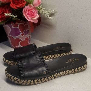 KATE SPADE Sahara Black Espadrille Slides